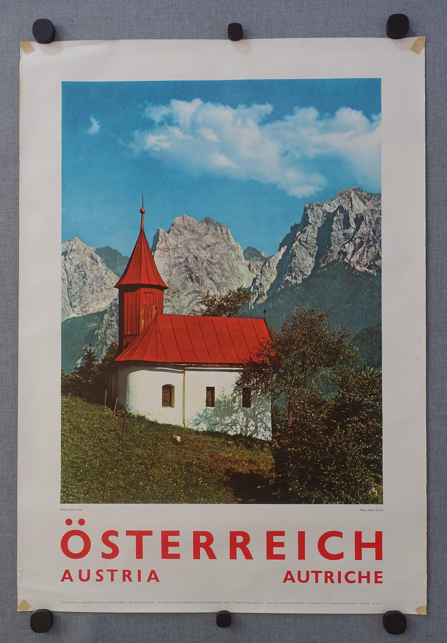 1960s Austria Travel Poster, Tyrol Wilder Kaiser - Original Vintage Poster