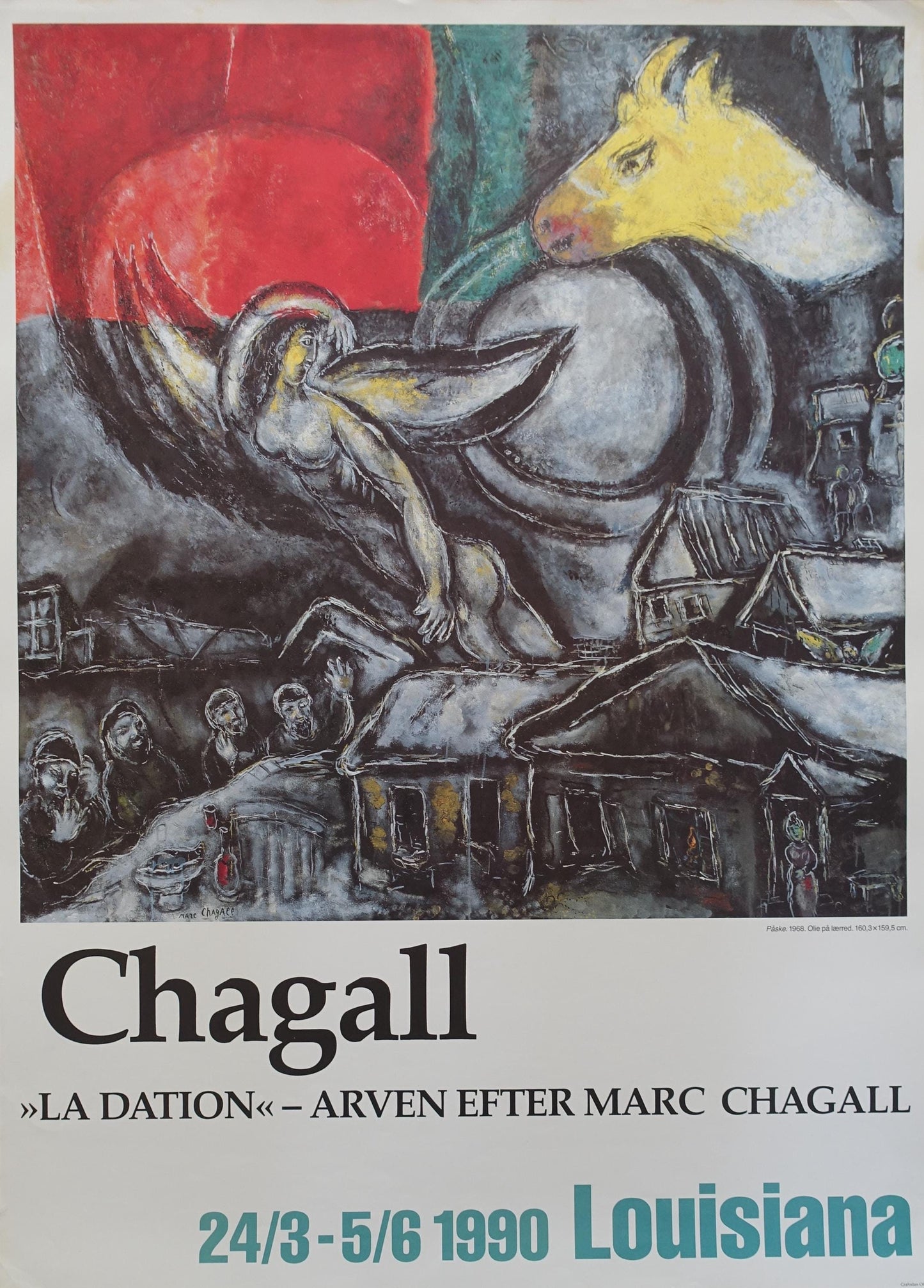 1990 Chagall La Dation on Louisiana Museum of Modern Art - Original Vintage Poster