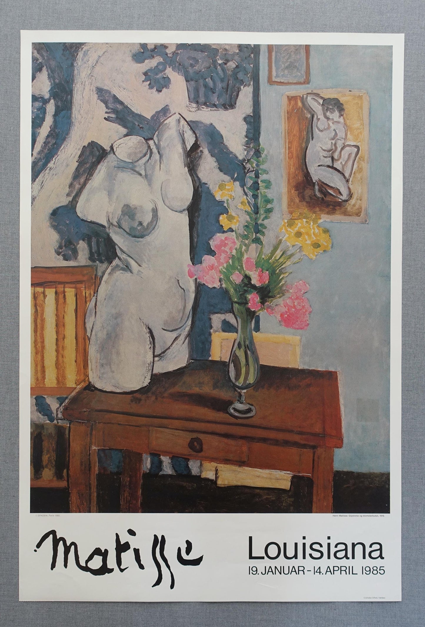 1985 Matisse Exhibition Plaster Torso with Bouquet of Flowers Louisiana - Original Vintage Poster