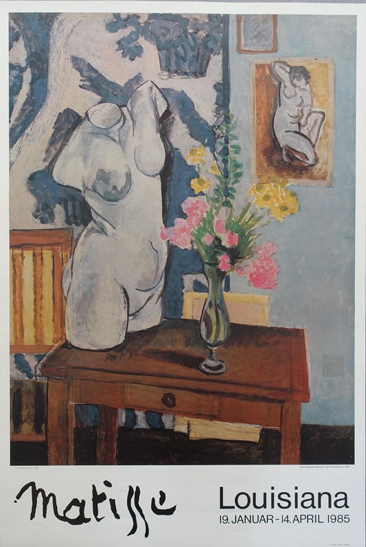 1985 Matisse Exhibition Plaster Torso with Bouquet of Flowers Louisiana - Original Vintage Poster