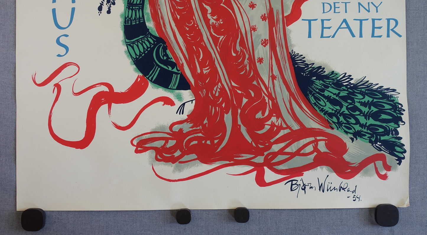 1954 Bjørn Wiinblad's The Teahouse of the August Moon at The New Theater (Red) - Original Vintage Poster