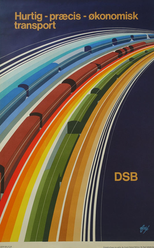 1972 Danish Railways Poster - Original Vintage Poster