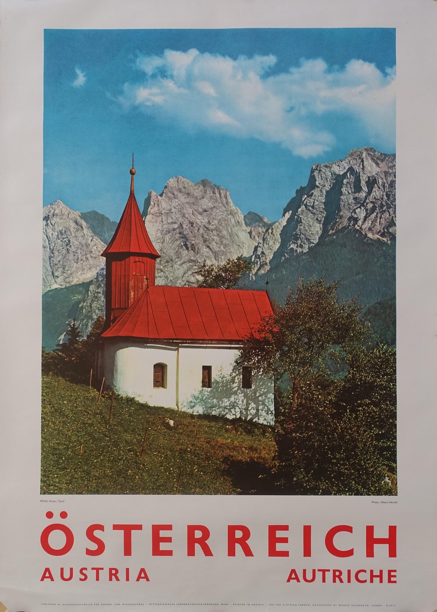 1960s Austria Travel Poster, Tyrol Wilder Kaiser - Original Vintage Poster