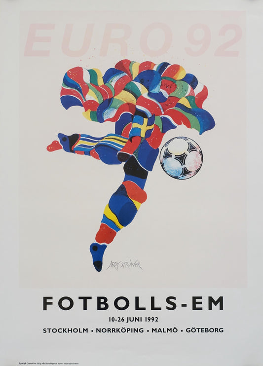 1992 UEFA European Football Championship in Sweden - Original Vintage Poster