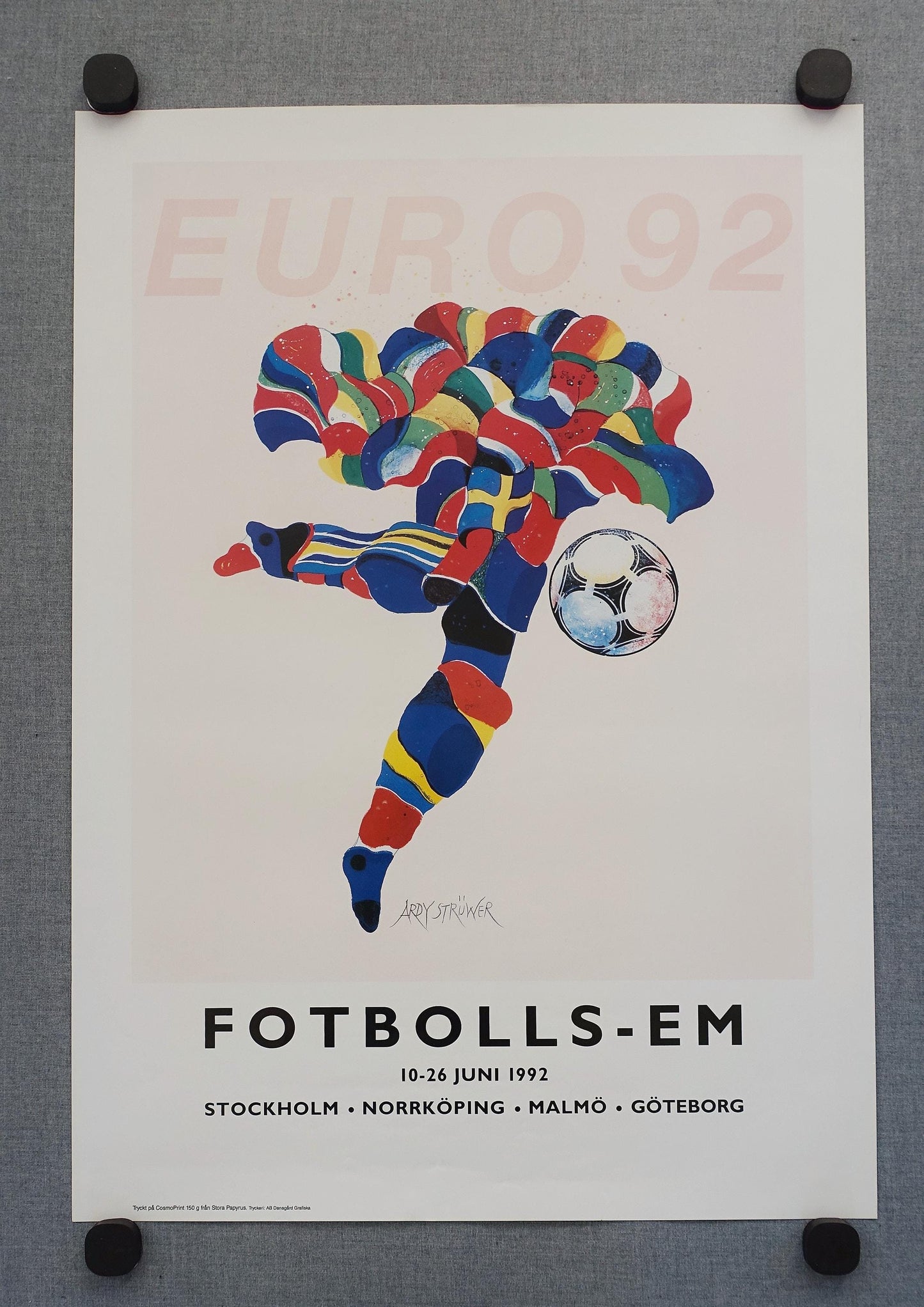 1992 UEFA European Football Championship in Sweden - Original Vintage Poster