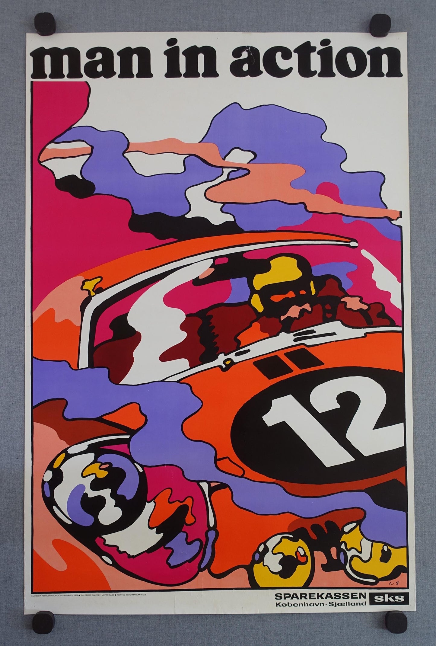 1969 Motor Race by Waldemar Świerzy - Original Vintage Poster