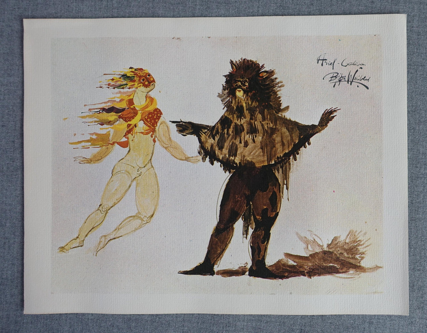 1965 Ariel and Caliban by Wiinblad - Original Vintage Mini Poster