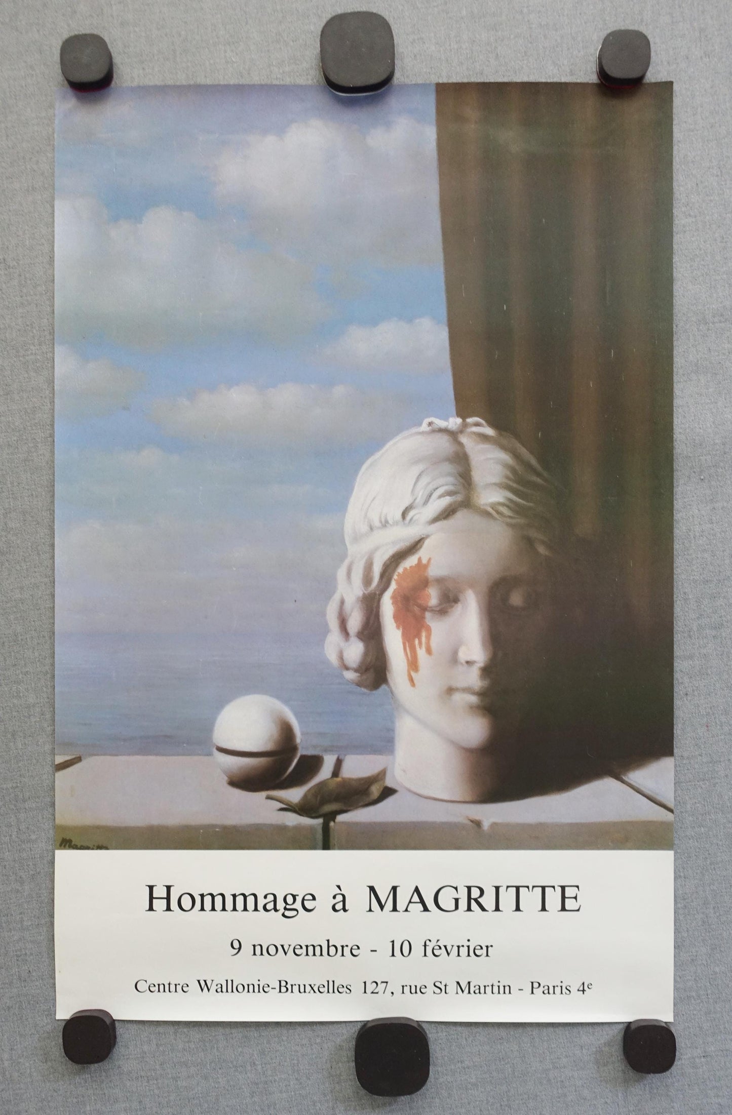 1980s Magritte Centre Wallonie Paris Exhibition Poster - Original Vintage Poster