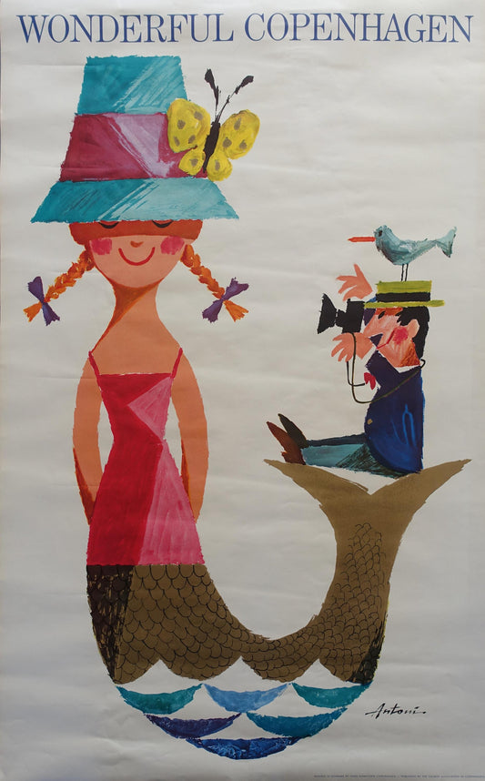 1968 Copenhagen Mermaid by Antoni - Original Vintage Poster