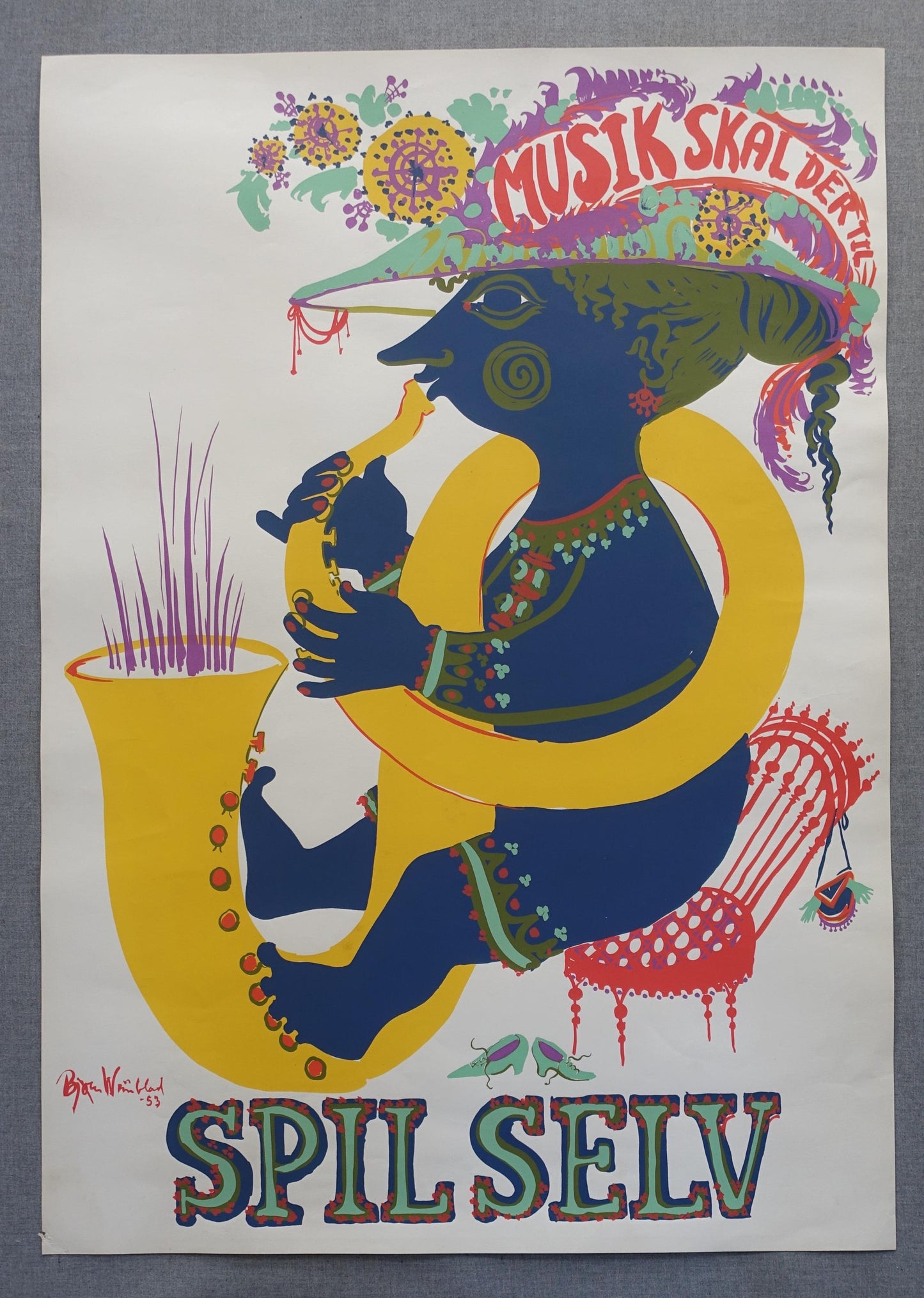 1980s Wiinblad Spil Selv (1953) - Vintage Poster