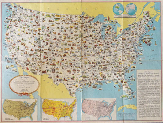 1953 USA Historical Map - Original Vintage Poster