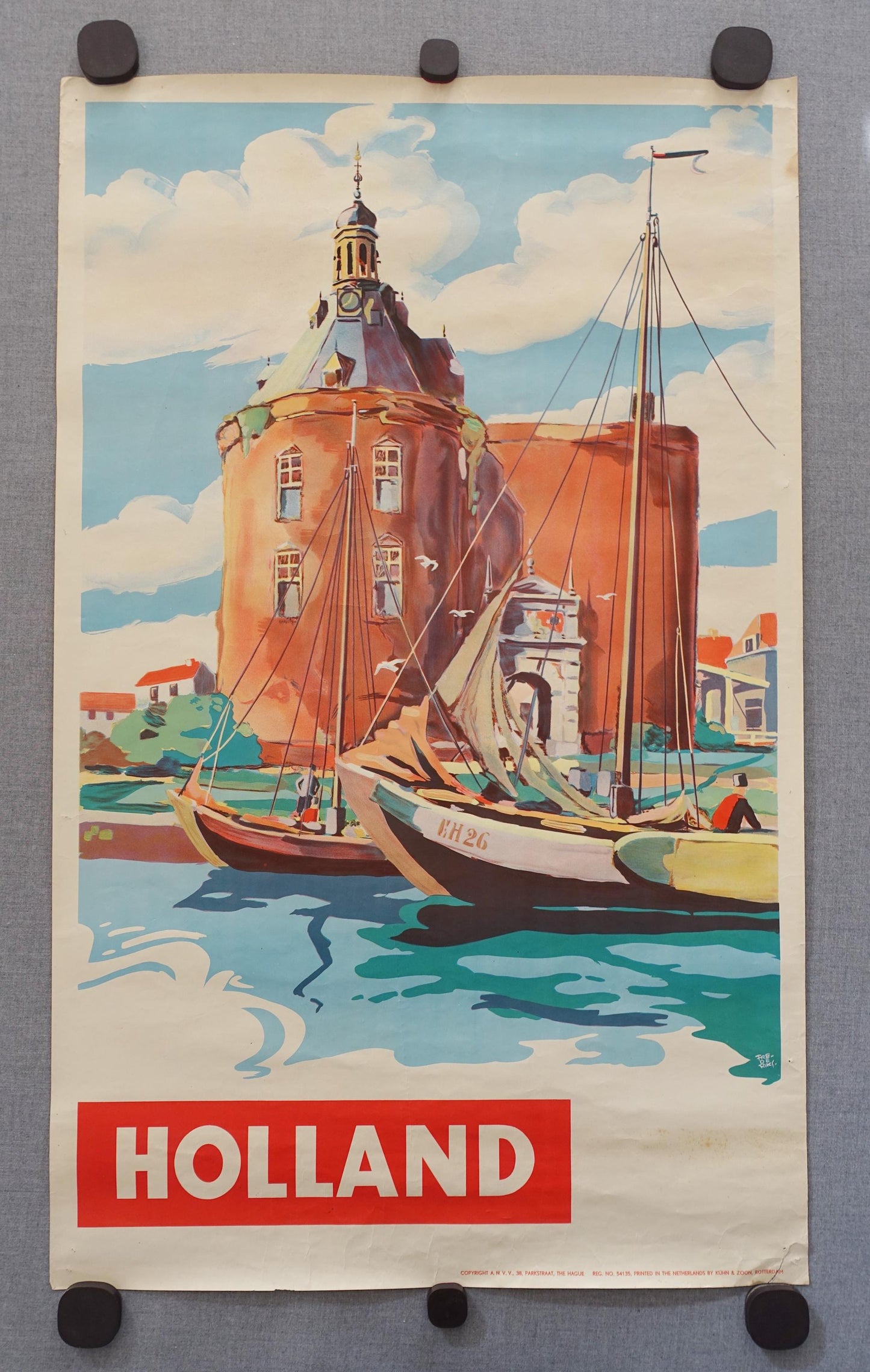 1950s Netherlands Travel Poster by Alfred Frederiks - Original Vintage Poster