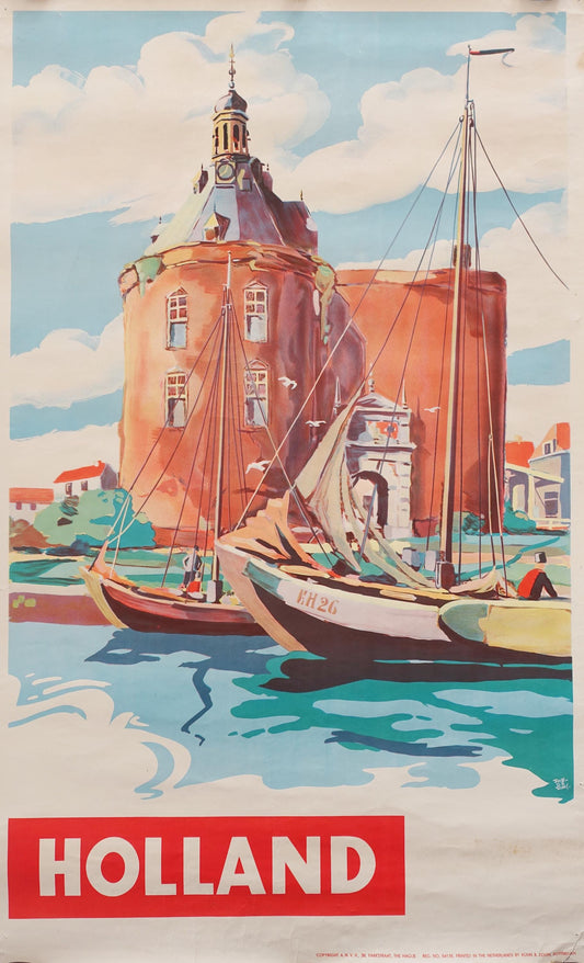 1950s Netherlands Travel Poster by Alfred Frederiks - Original Vintage Poster