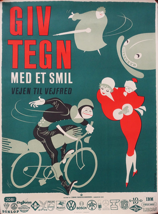 1956 Traffic Safety Campaign Poster by Henry Thelander - Original Vintage Poster