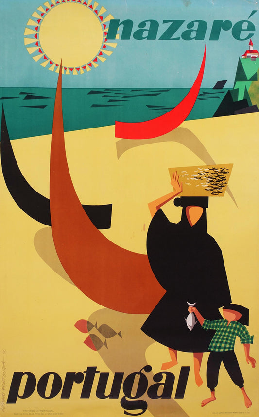 1956 Portugal Nazaré Travel Poster - Original Vintage Poster