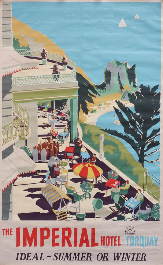 1950 Torquay Imperial Hotel - Original Vintage Poster