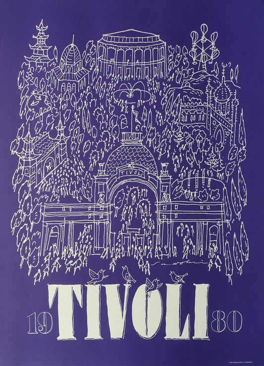 1980 Tivoli Gardens by Ebbe Sadolin - Original Vintage Poster