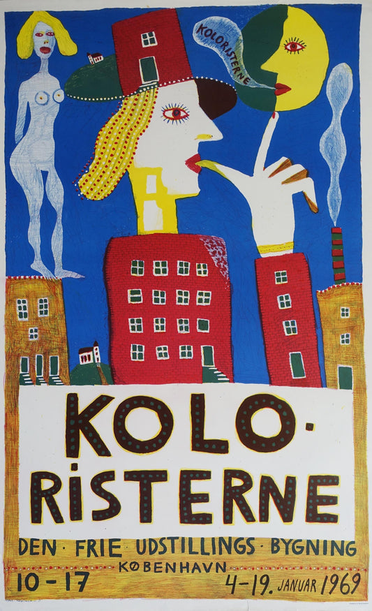 1969 Koloristerne Exhibition Poster - Original Vintage Poster