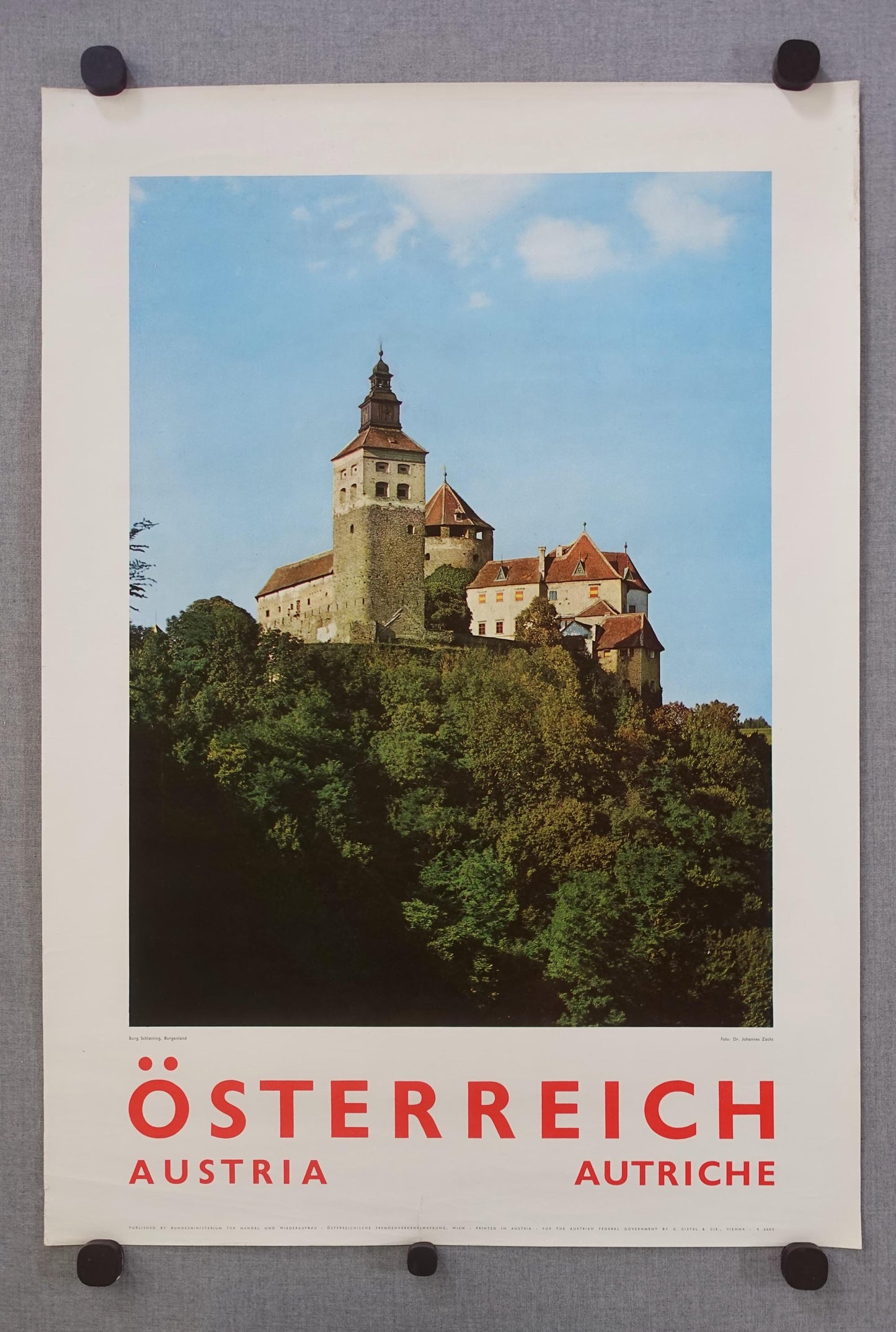 1960s Austria Travel Poster Burg Schlaining, Burgenland - Original Vintage Poster