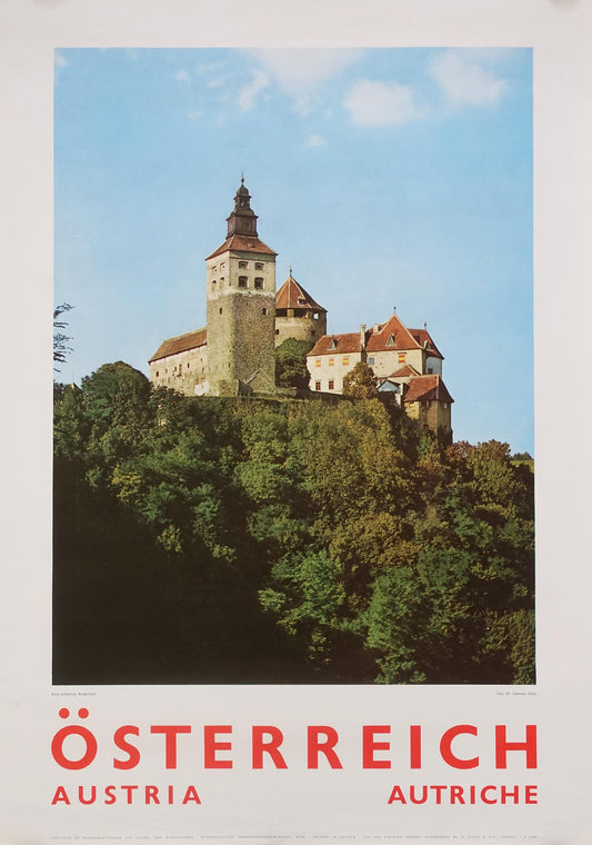 1960s Austria Travel Poster Burg Schlaining, Burgenland - Original Vintage Poster