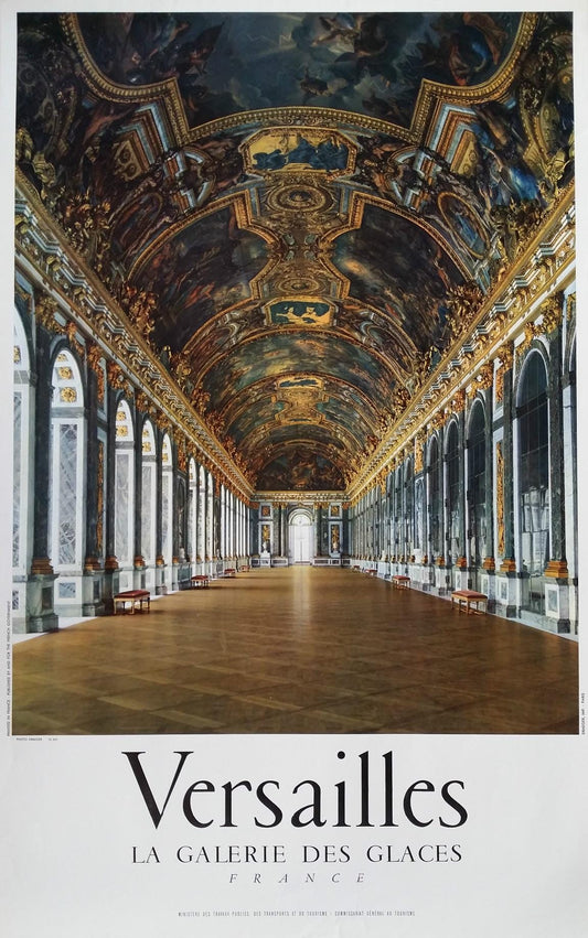 1960s France, Versailles - La Galerie des Glaces - Original Vintage Poster