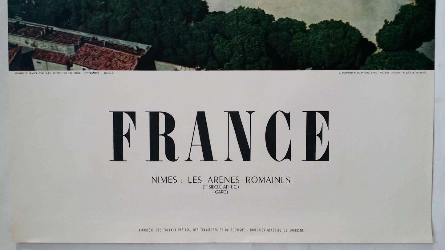 1960s France Travel Poster, Nîmes, Roman Arena - Original Vintage Poster
