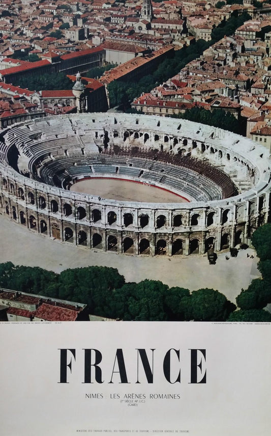 1960s France Travel Poster, Nîmes, Roman Arena - Original Vintage Poster
