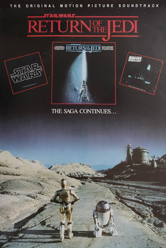 1983 Star Wars "Return of the Jedi" Movie Poster (3-CPO/R2-D2 version) - Original Vintage Poster