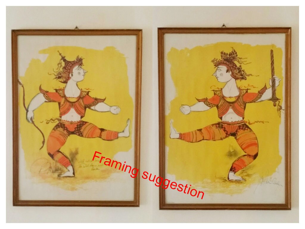 1968 "Siamese Warriors" by Bjørn Wiinblad (Two Posters) - Original Vintage Poster