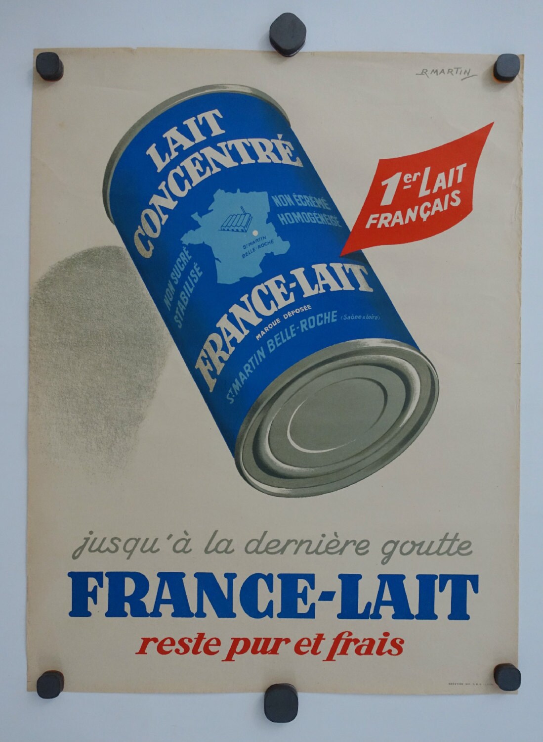 1950s French Milk Advertisement "France-Lait" - Original Vintage Poster