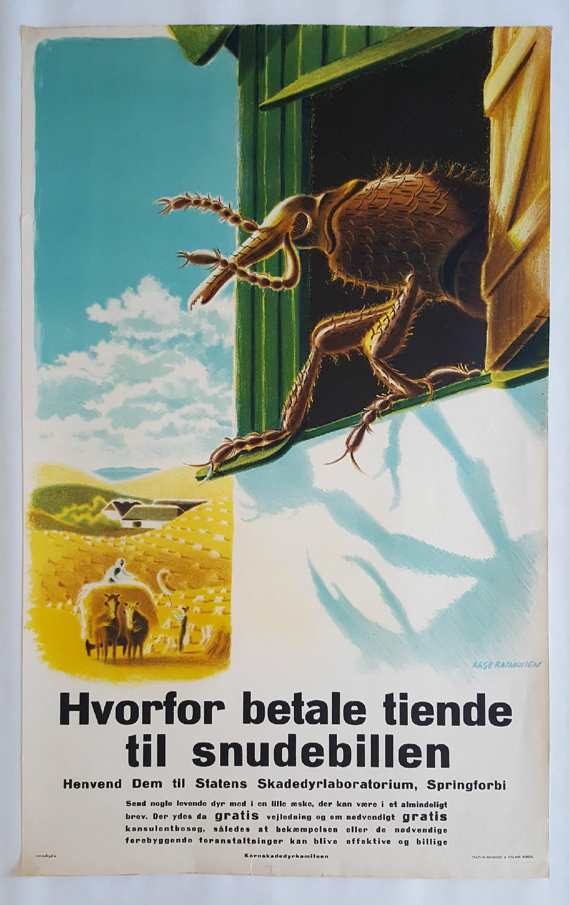 1940s Pest Campaign Poster by Aage Rasmussen - Original Vintage Poster