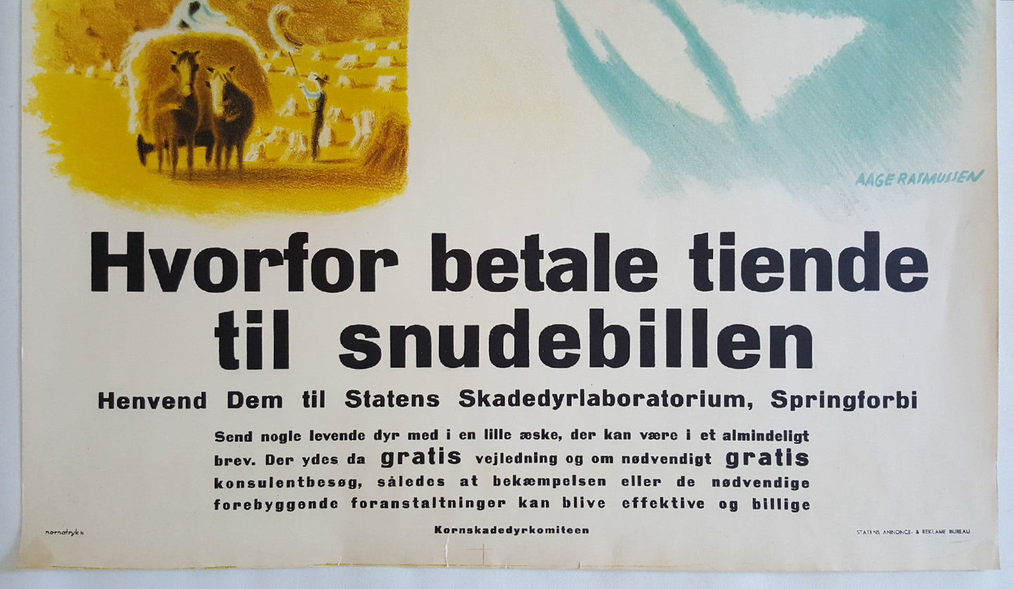 1940s Pest Campaign Poster by Aage Rasmussen - Original Vintage Poster