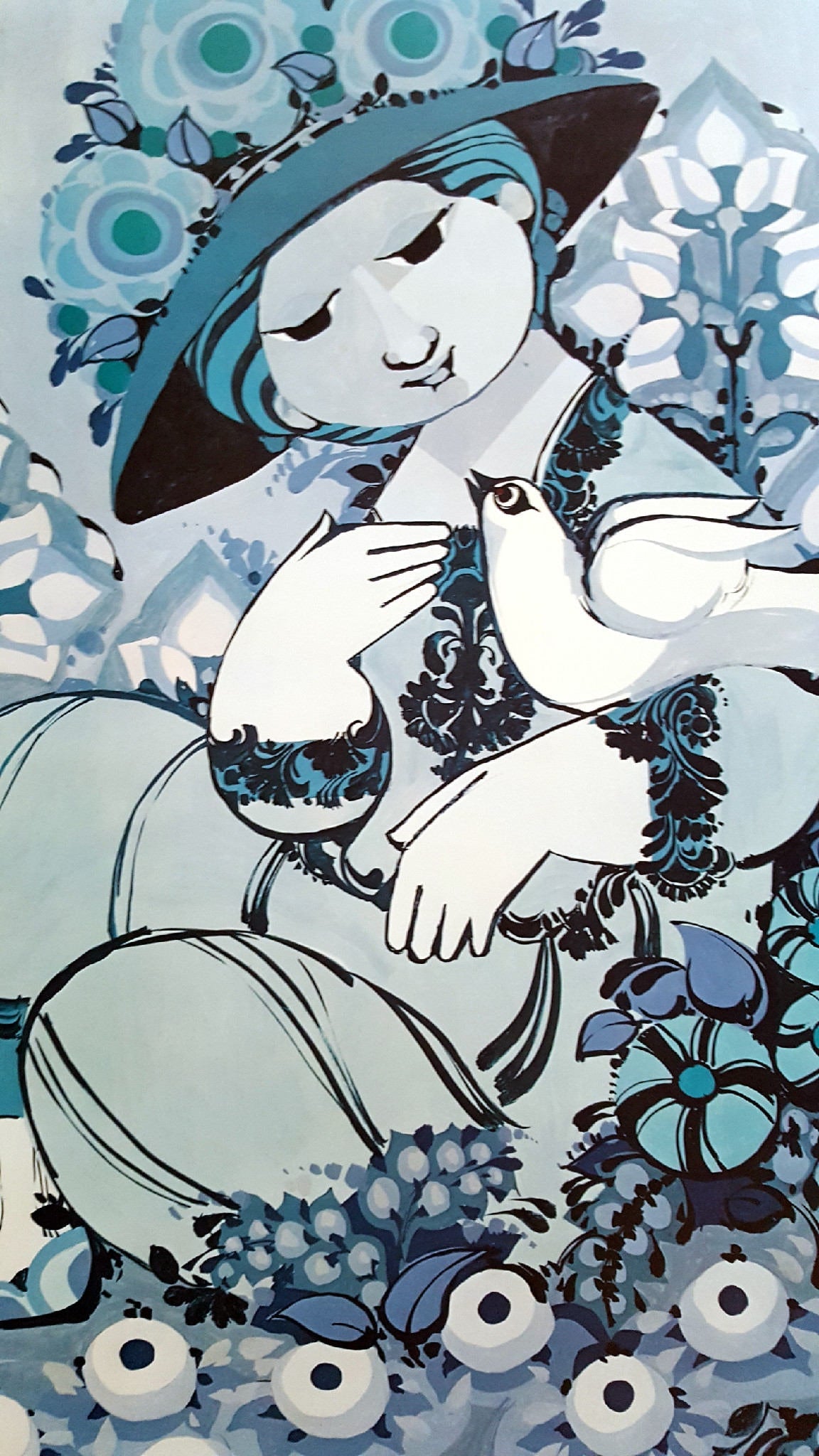 1980s Wiinblad Blue Lady - Original Vintage Poster