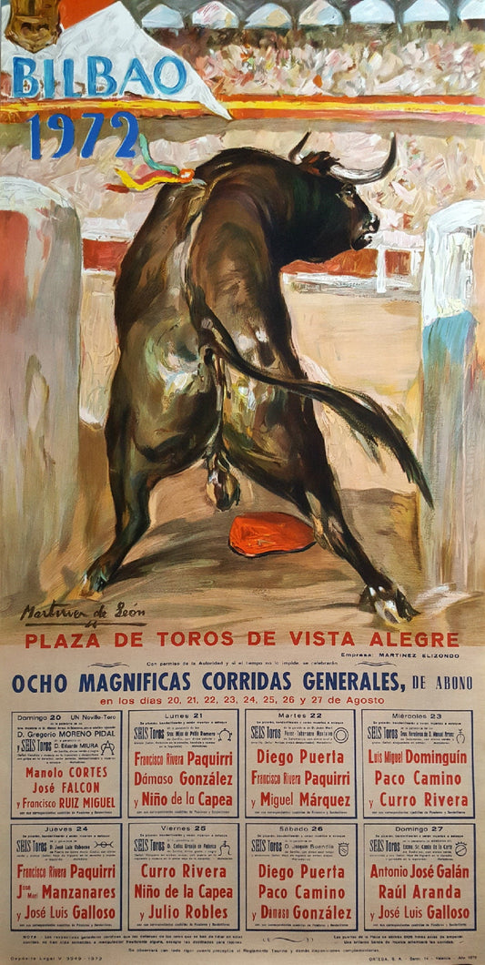 1972 Bullfighting Show in Bilbao Spain - Original Vintage Poster