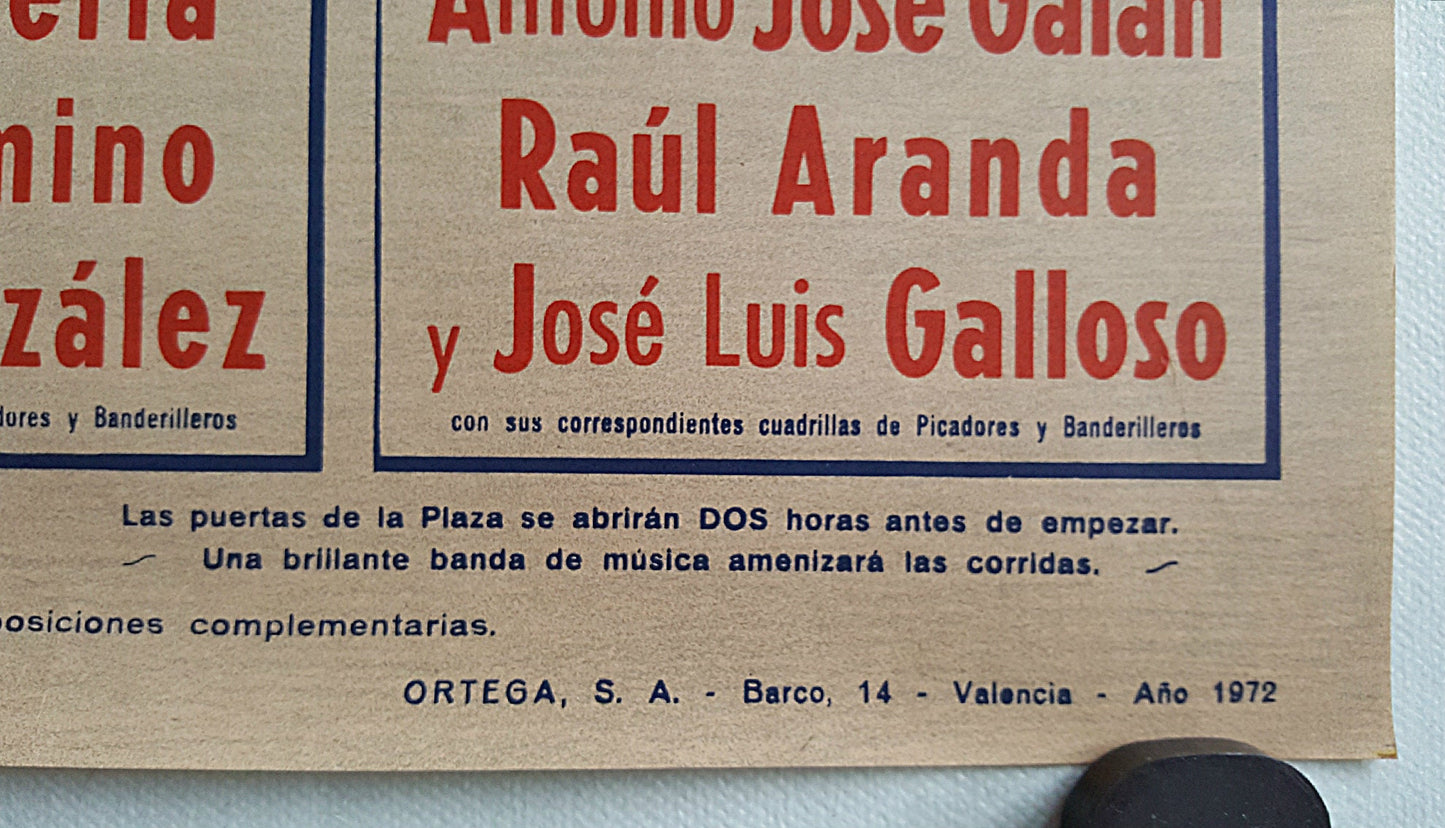 1972 Bullfighting Show in Bilbao Spain - Original Vintage Poster
