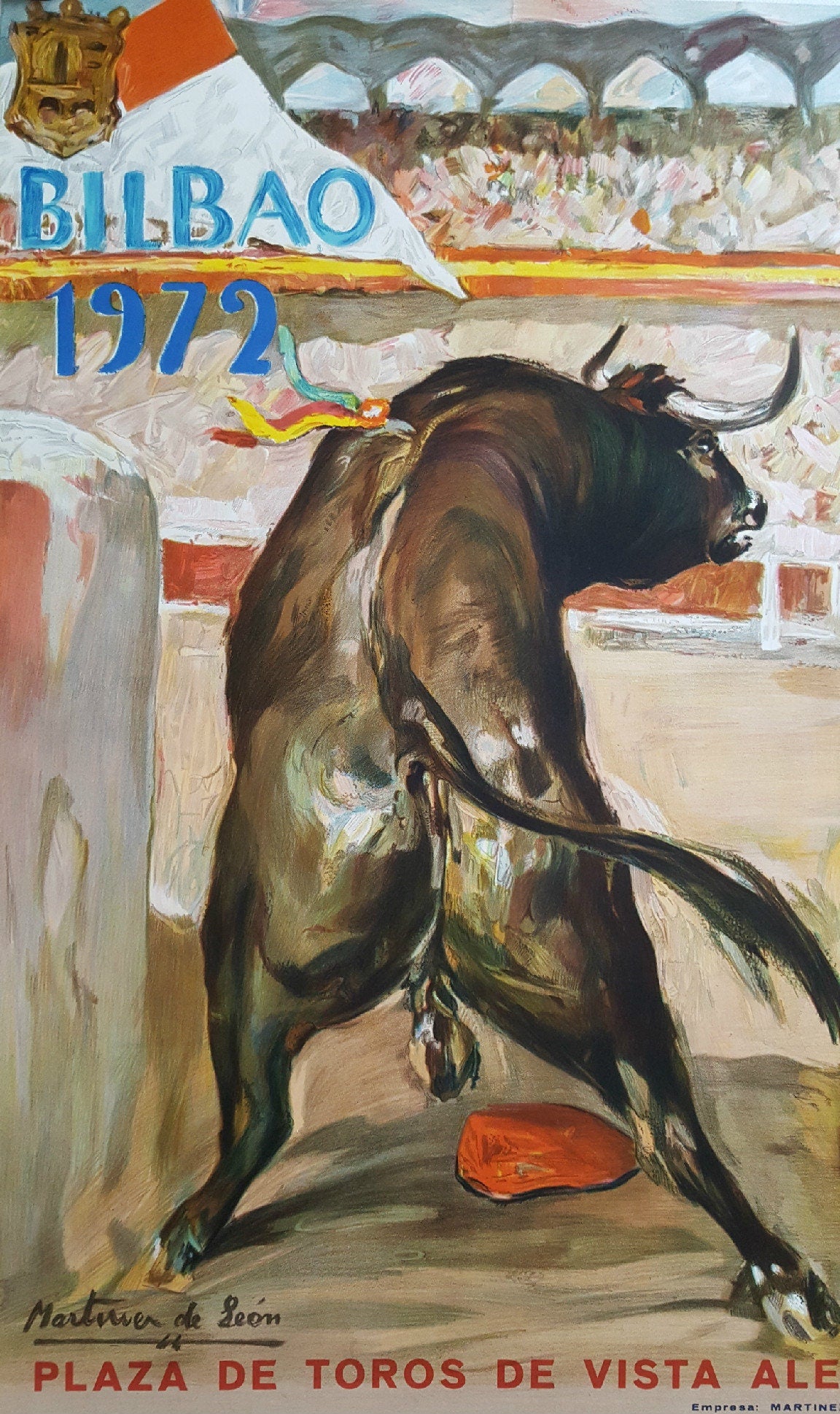 1972 Bullfighting Show in Bilbao Spain - Original Vintage Poster