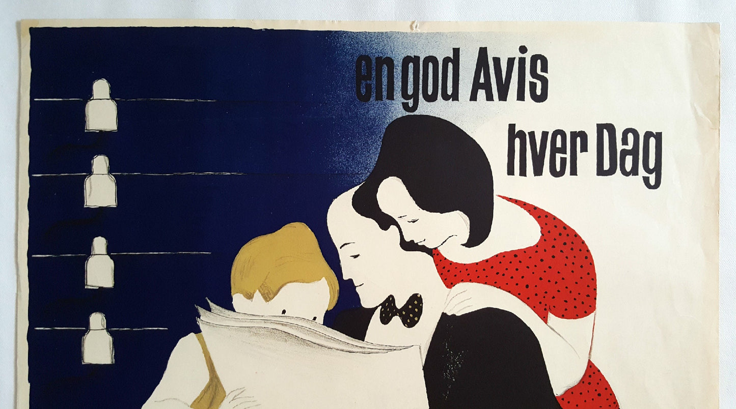 1940s Newspaper Advertisement by Arne Ungermann Aarhus Stiftstidende - Original Vintage Poster