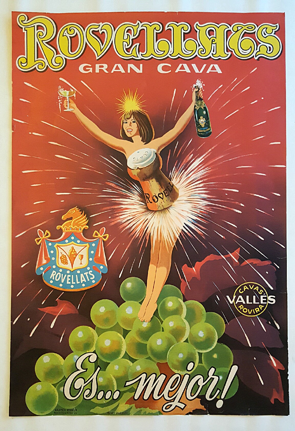 1940 Cava Advertisement "Rovellats" - Spanish Cava - Original Vintage Poster