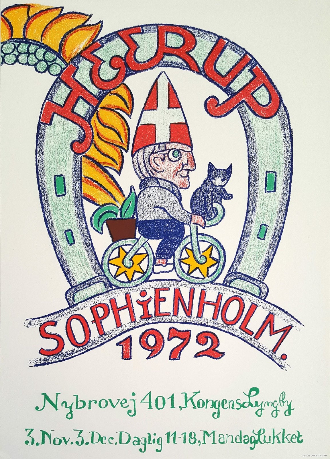 1972 Henry Heerup Bicycle Exhibition Poster - Original Vintage Poster