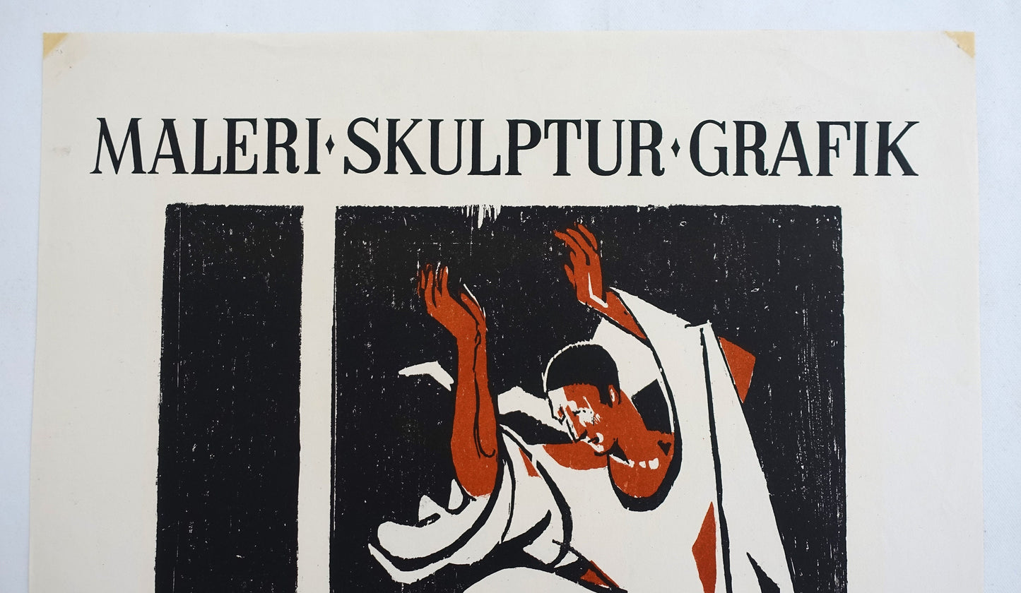 1948 Danish Arts Exhibition Poster Charlottenborg - Original Vintage Poster