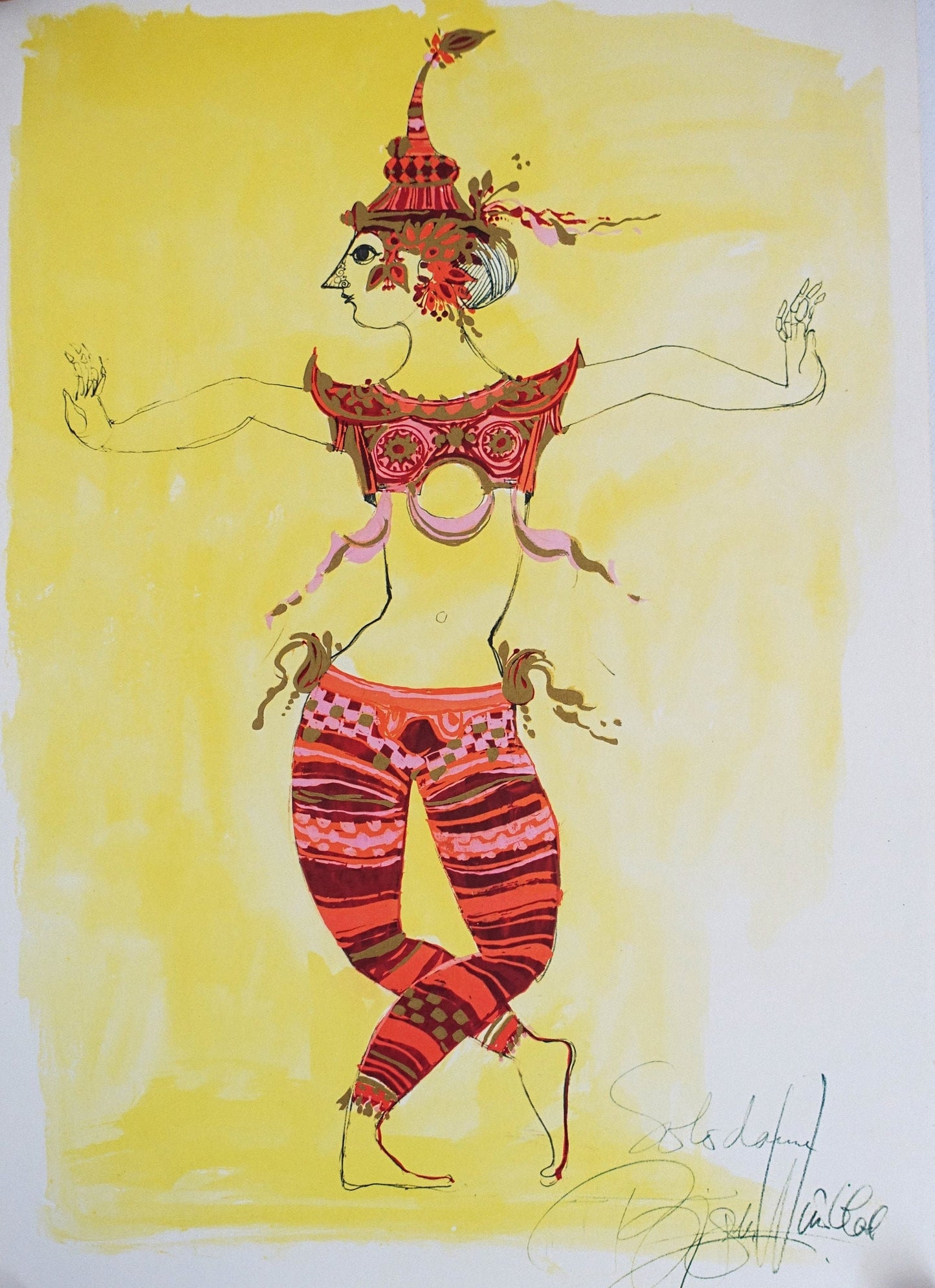 1968 Siamese Dancer by Bjørn Wiinblad I - Original Vintage Poster
