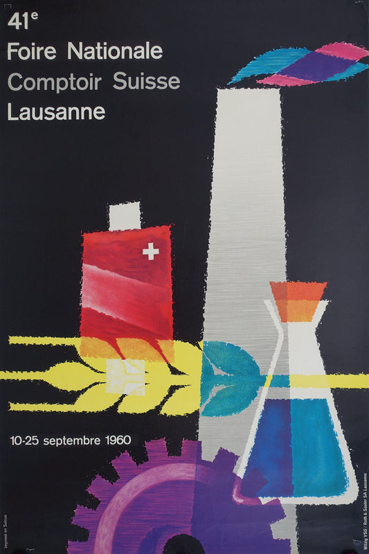 1960 Swiss Bakery Fair 41e Foire Nationale Comptoir Lausanne - Original Vintage Poster