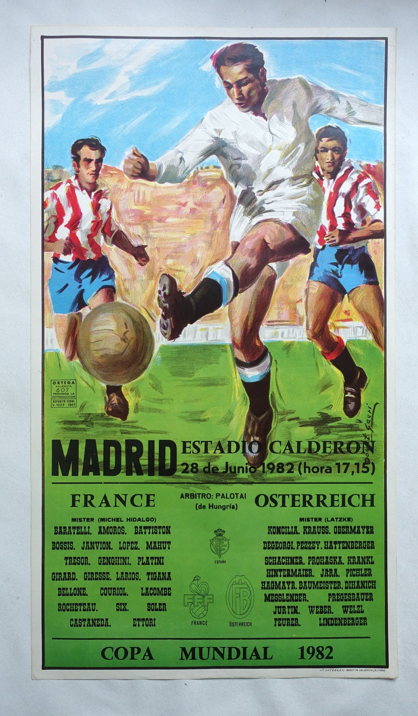 1982 World Cup (Football/Soccer) France - Austria - Original Vintage Poster