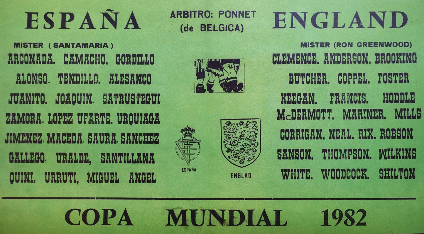 1982 World Cup (Football/Soccer) England - Spain - Original Vintage Poster