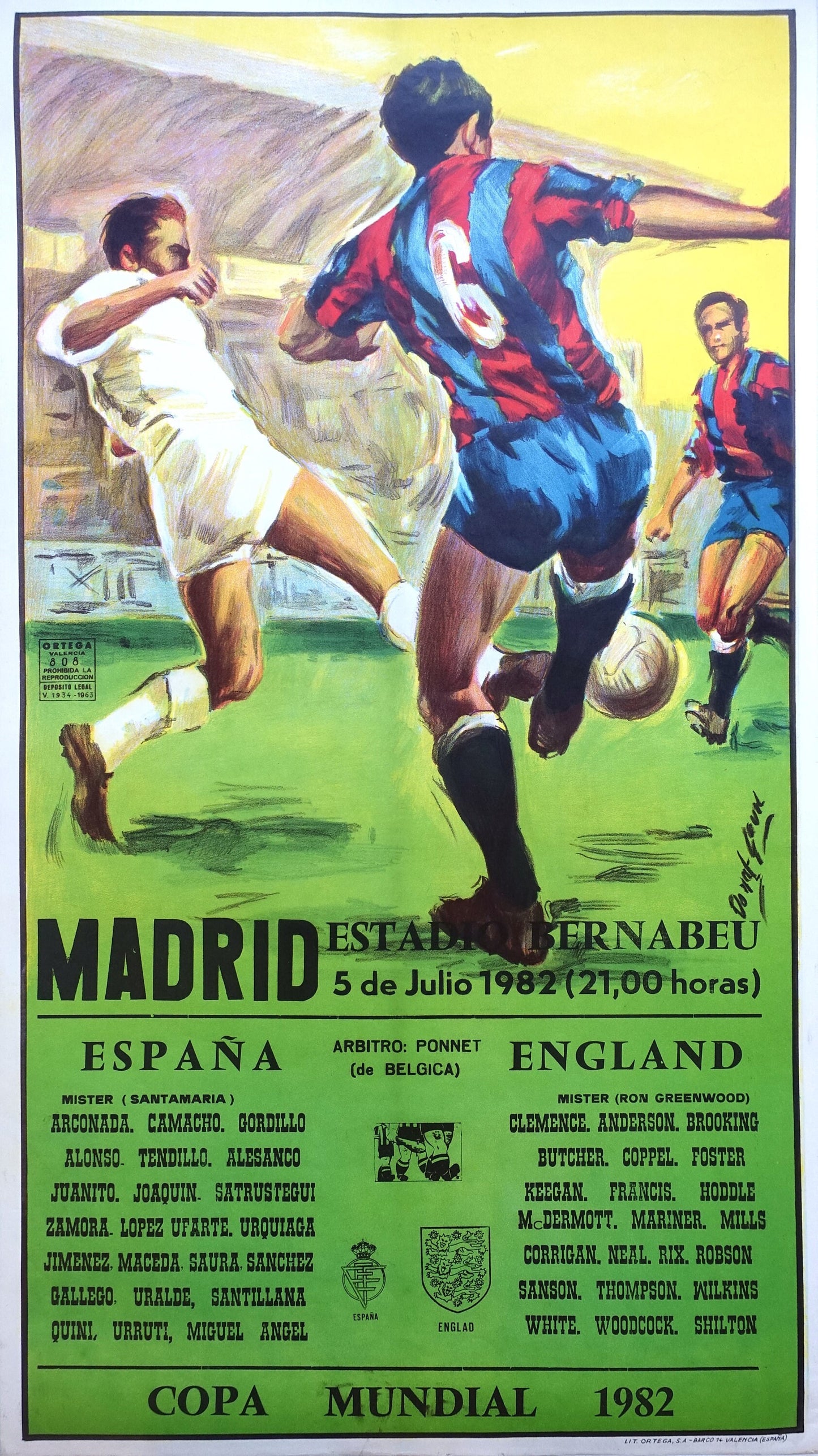 1982 World Cup (Football/Soccer) England - Spain - Original Vintage Poster