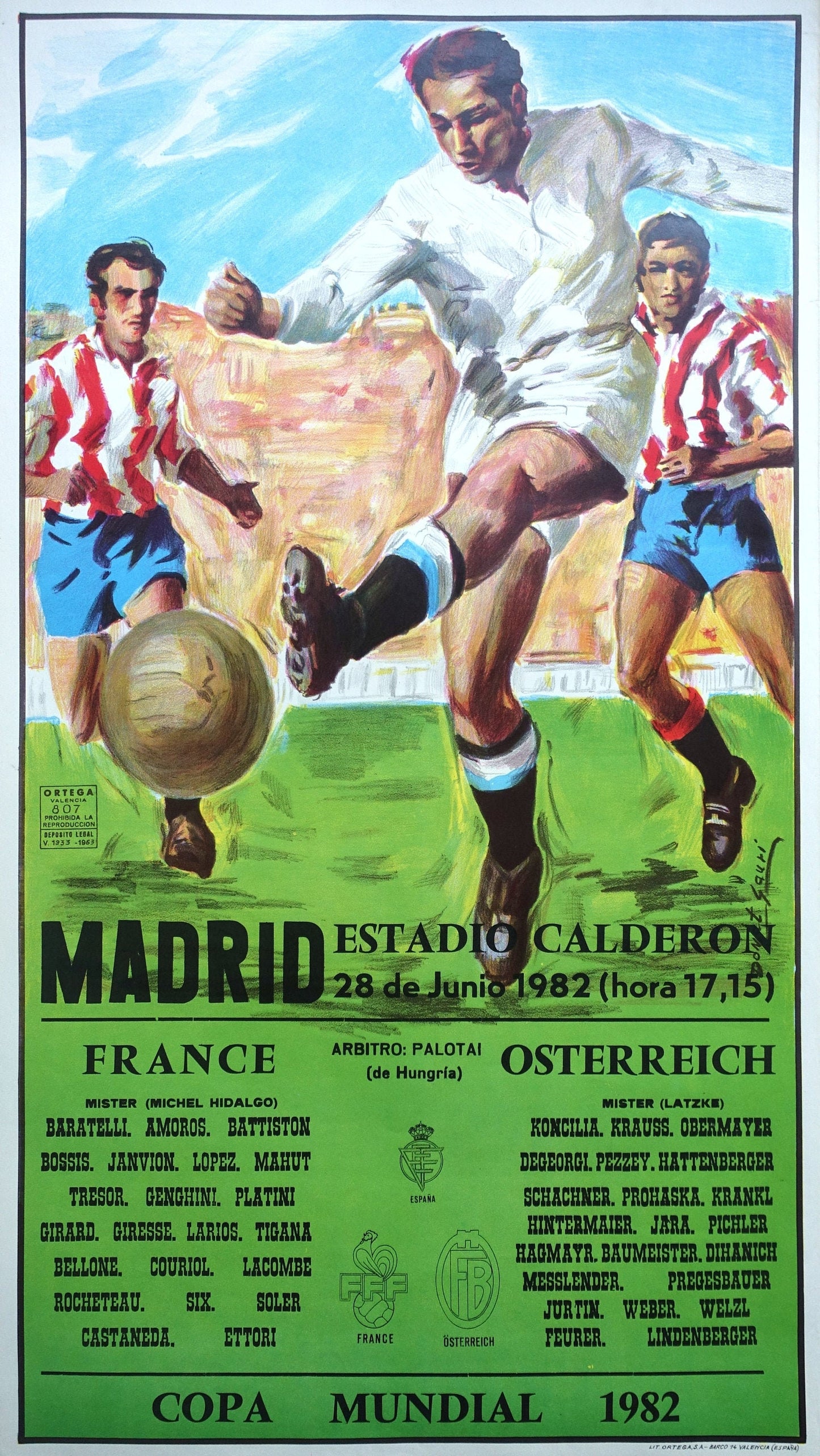 1982 World Cup (Football/Soccer) France - Austria - Original Vintage Poster