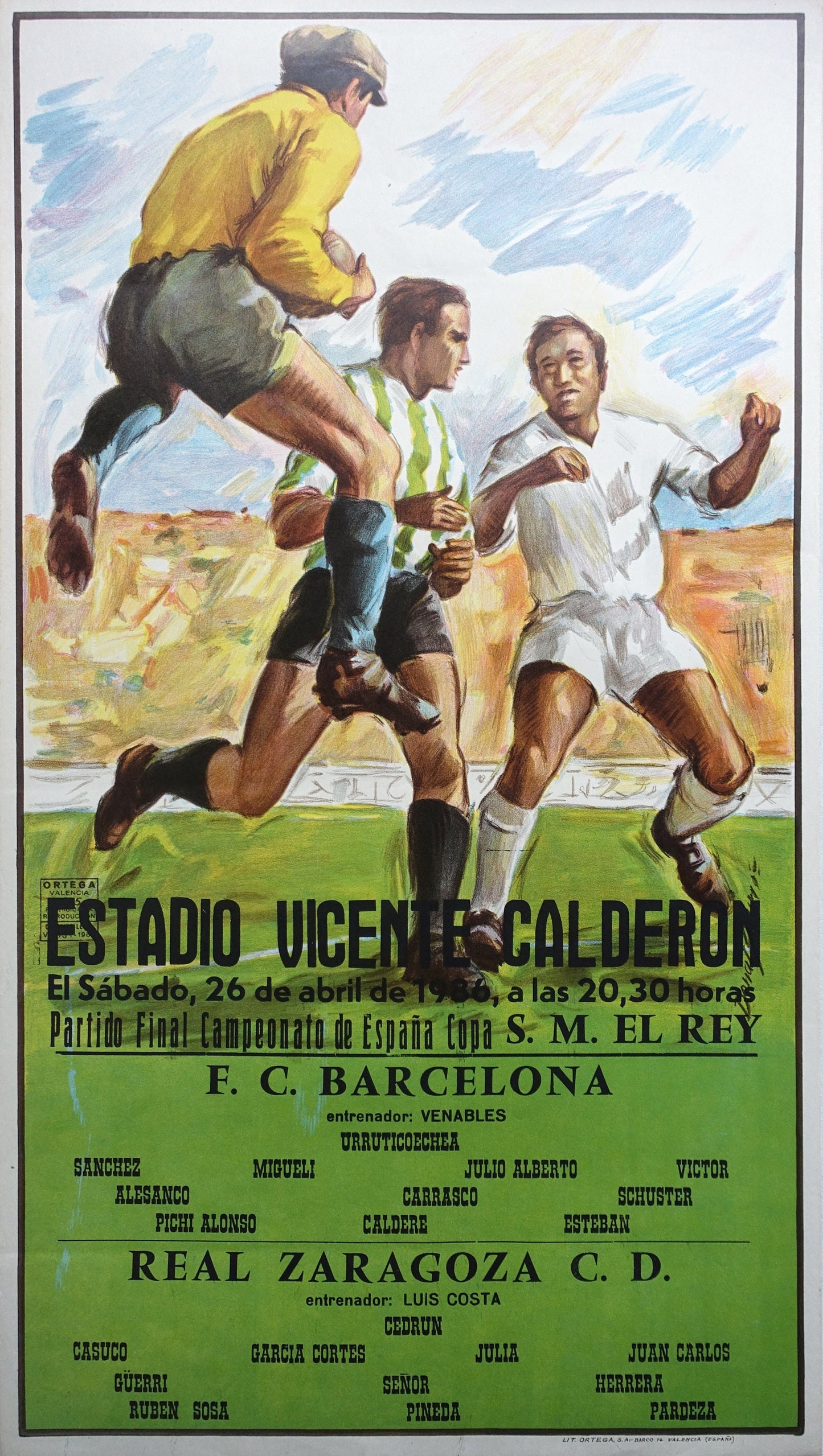 1986 Final Copa del Rey (FC. Barcelona - Zaragoza) - Original Vintage Poster