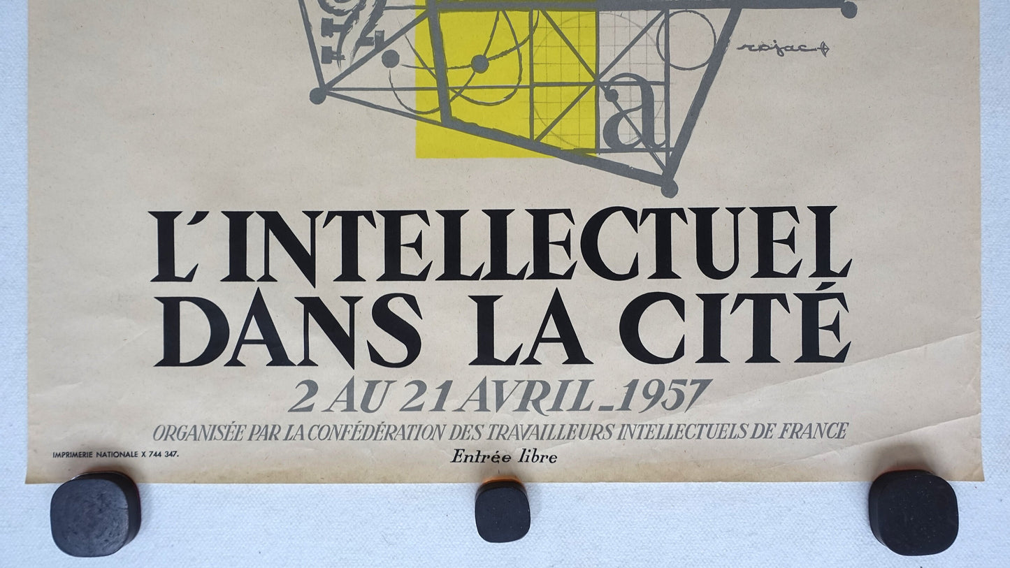 1957 French Exhibition Poster l'Intellectuel dans la Cite - Original Vintage Poster