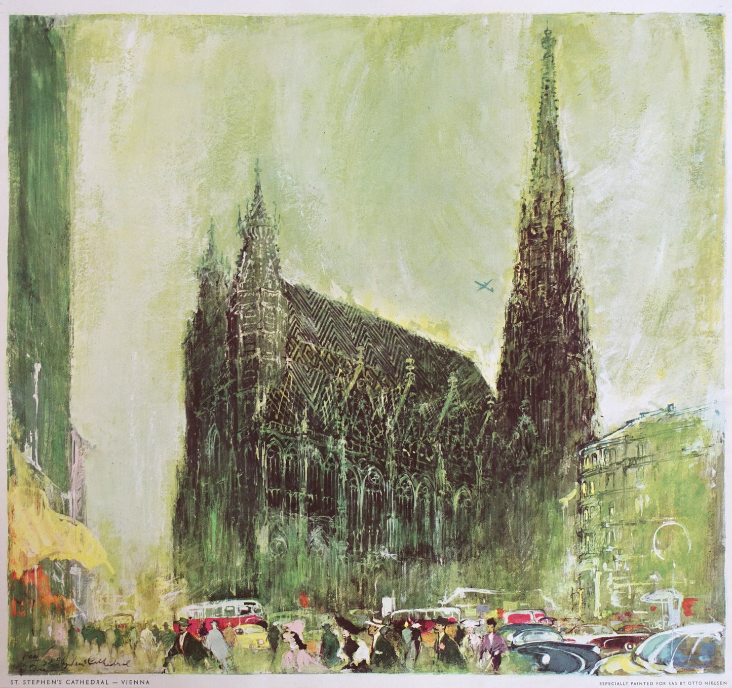 1957 Vienna Travel Poster by SAS Airlines - Original Vintage Calendar