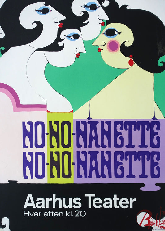 1973 Wiinblad No No Nanette Aarhus Theater - Original Vintage Poster